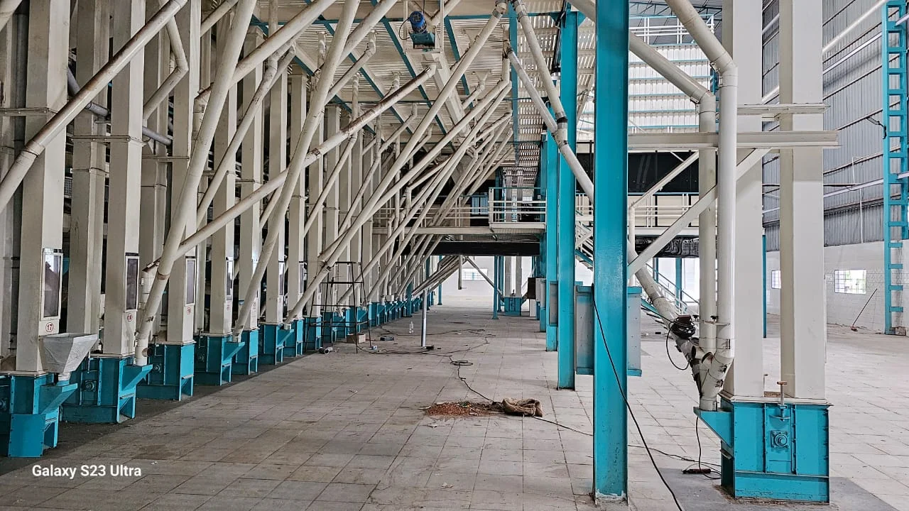 Processing machinery installed within a steel-framed plant